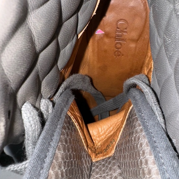 Chloe Snakeskin Sneaker Wedges Size 38 - Picture 6 of 6